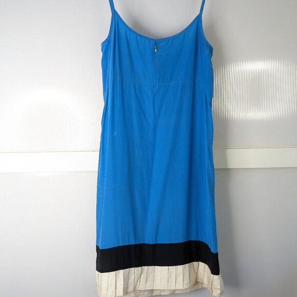 Narciso Rodriguez Blue White Black Colorblock Silk Slip Dress Size 6 AS IS FLAWS - Picture 2 of 16